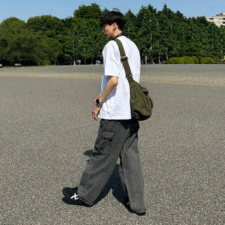 Cargo wide denim pants