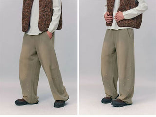 [Monterest] Washed Splatter Fleece-Lined Straight Pants