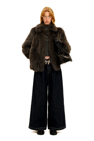 [Moromoro2] Frayed Waistband Wide Leg Jeans