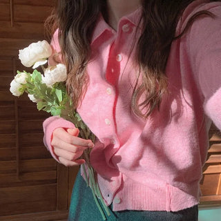 Wool-blend colored cardigan