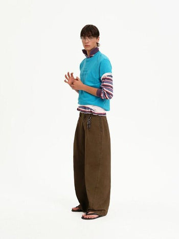 [MASONPRINCE] Curved Double Pleat Wide Pants