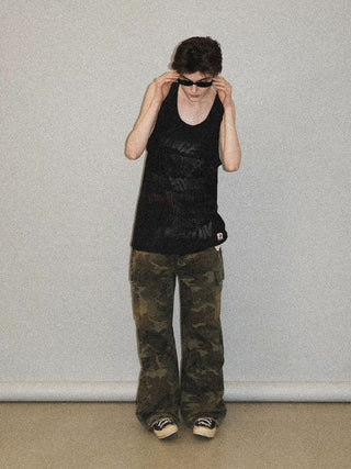 [MASONPRINCE] Cotton-Linen Graffiti Print Tank Top / Tee