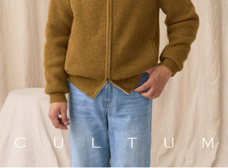 [CULTUM] Wool Stand Collar Double Zip Cardigan