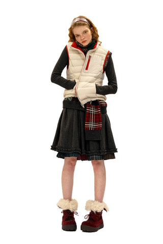 [Moromoro2] Lace Trim Hooded Down Jacket /  Vest