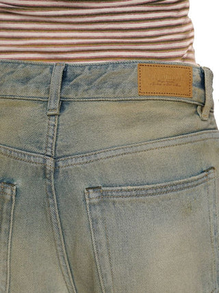 [Moromoro2] Washed Pleated Wide Leg Jeans