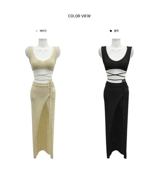 Long Skirt Strap Top Set - 2 Colors