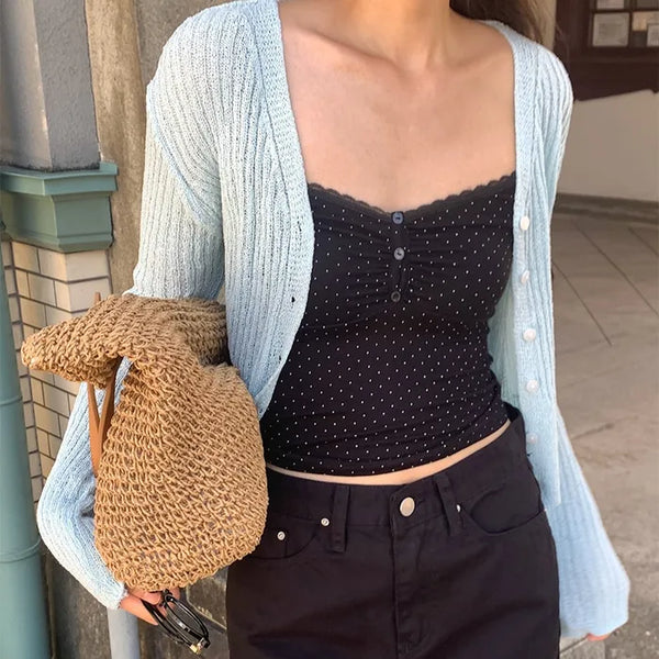 Summer Rib Layered Knit Cardigan