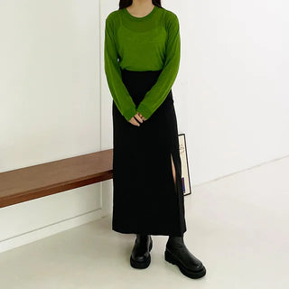 Slit long skirt