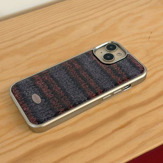 MOHAIR STRIPE SILVER EPOXY CASE _ BROWN
