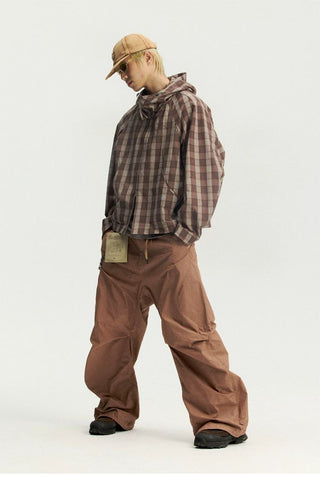 [Monterest] Textured Plaid Hooded Jacket
