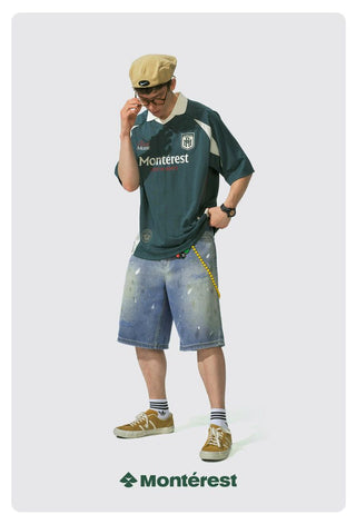 [Monterest] Paint Splatter Distressed Denim Shorts