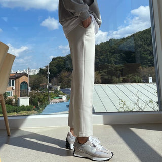 Insta Hidden Elastic Waist Tapered Crop Slacks (YKK)