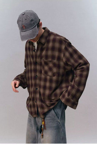 [Monterest] Oversized Yarn-Dyed Plaid Shirt