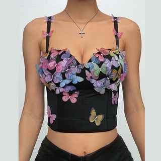 V neck butterfly applique backless cami top