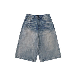 [MASONPRINCE] Washed Slub Denim Cropped Wide Pants