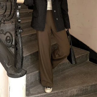 Autumn semi-wide wool slacks