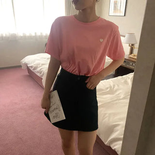 Heart embroidered T-shirt