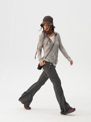 [Monterest] Lyocell Wool Blend Layered Hooded Knit Jacket
