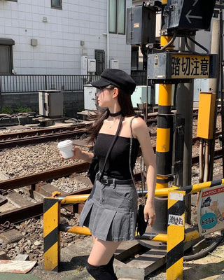 [Belt set] [Pants-style lining] Pleated skirt (3 colors)