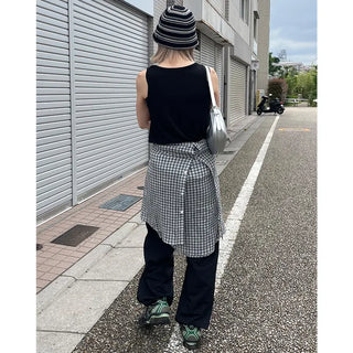 Unisex seersucker check shirt