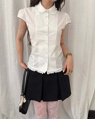 [1st Re-release] (ORIGINAL) Lace Ribbon Slim Blouse