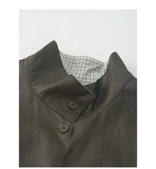 (2 colors) Reversible Check Rider Leather Jacket