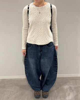 (Unisex) Washed Balloon Denim Pants