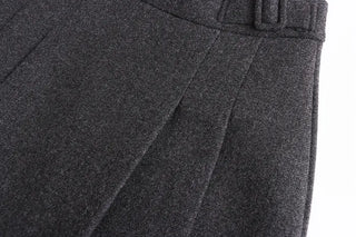(2 colors) Two-pleat midi skirt