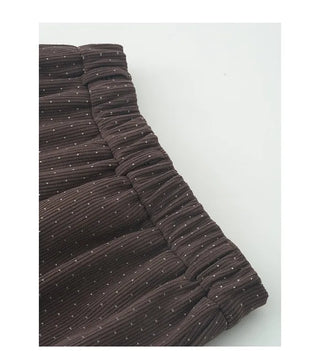 (2 colors) Brushed back polka dot wide pants