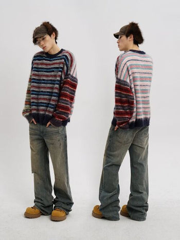 [MASONPRINCE] Striped Wool Blend Crewneck Sweater