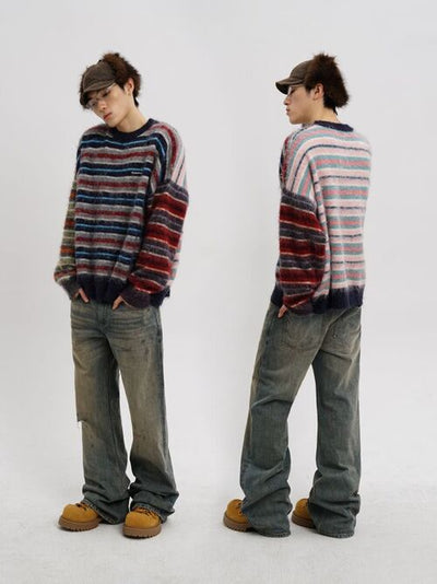 [MASONPRINCE] Striped Wool Blend Crewneck Sweater