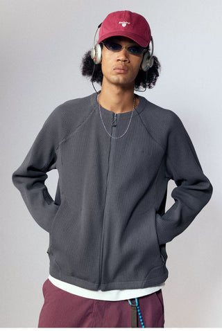 [Monterest] Waffle Knit Zip-Up Cardigan Jacket