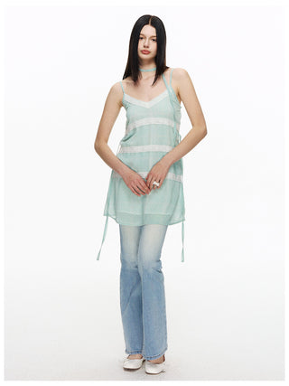 [NECY] Mint Sweet Polka Dot Chiffon Dress
