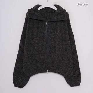 Twist knit zip-up
