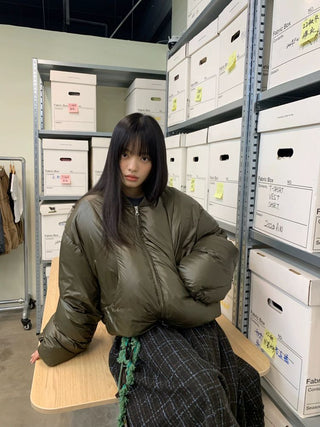 [NEVERSEEZ] Cropped Puffer Down Jacket