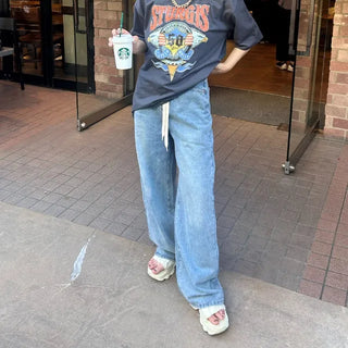 String denim pants