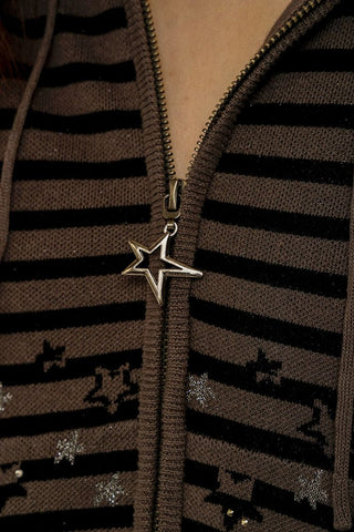 [Moromoro2] Star Striped Rhinestone Knit  Top