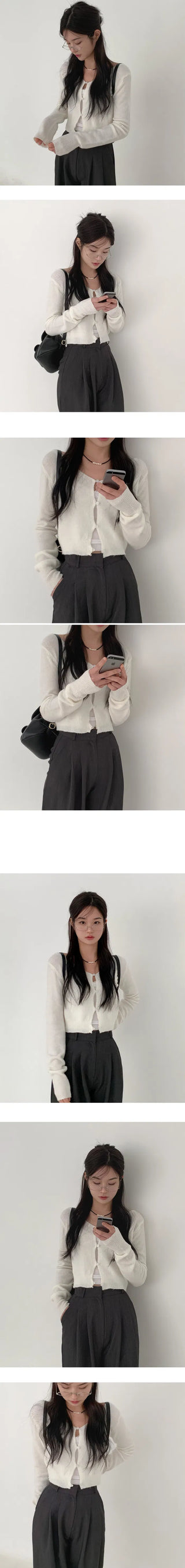 Yuzu 4-button cherry blossom cardigan - 4 colors
