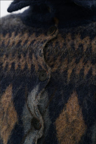 [MASONPRINCE] Wool Blend Fair Isle Fitted Cardigan