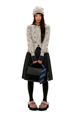 [Moromoro2] Horse & Rabbit Print Crew Neck  Cardigan