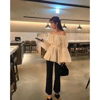 Balloon off-shoulder blouse