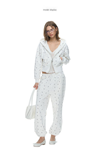 [NECY] Mimora Allover Print Hoodie Jacket & Sweatpants Set