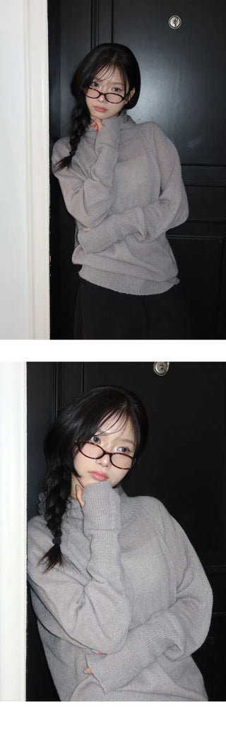 Balaclava Warmer High Neck Mohair Knitwear - 3 Colors
