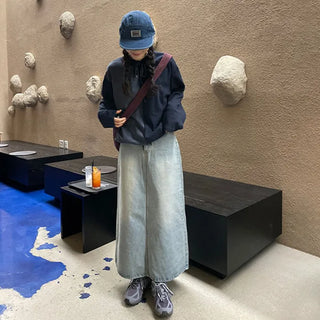 Long denim skirt