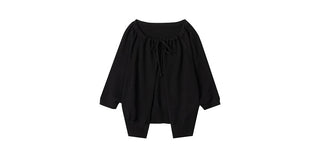 [NECY] Love Dot Lace Inner Top & Bat Sleeve Tie Cardigan