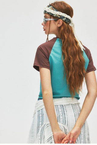 [Monterest] Raglan Sleeve Color Block Slim Fit Tee