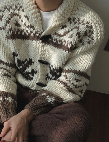 Toggle Nordic Heavy Cardigan (2 colors, M~L)