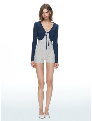 [NECY] Cozy Cable Ribbon Tie Bolero Cardigan (2color)