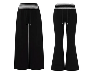 Flared vs. Wide Wrinkle-free Summer Folding Striped Training Pants - 2 colors (Delayed delivery)