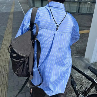 Half-sleeve striped shirt
